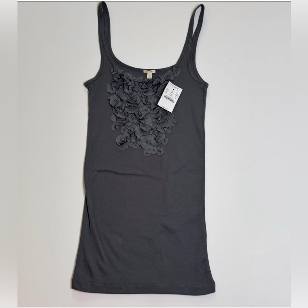 J.Crew Charcoal Floral Appliqué Tank